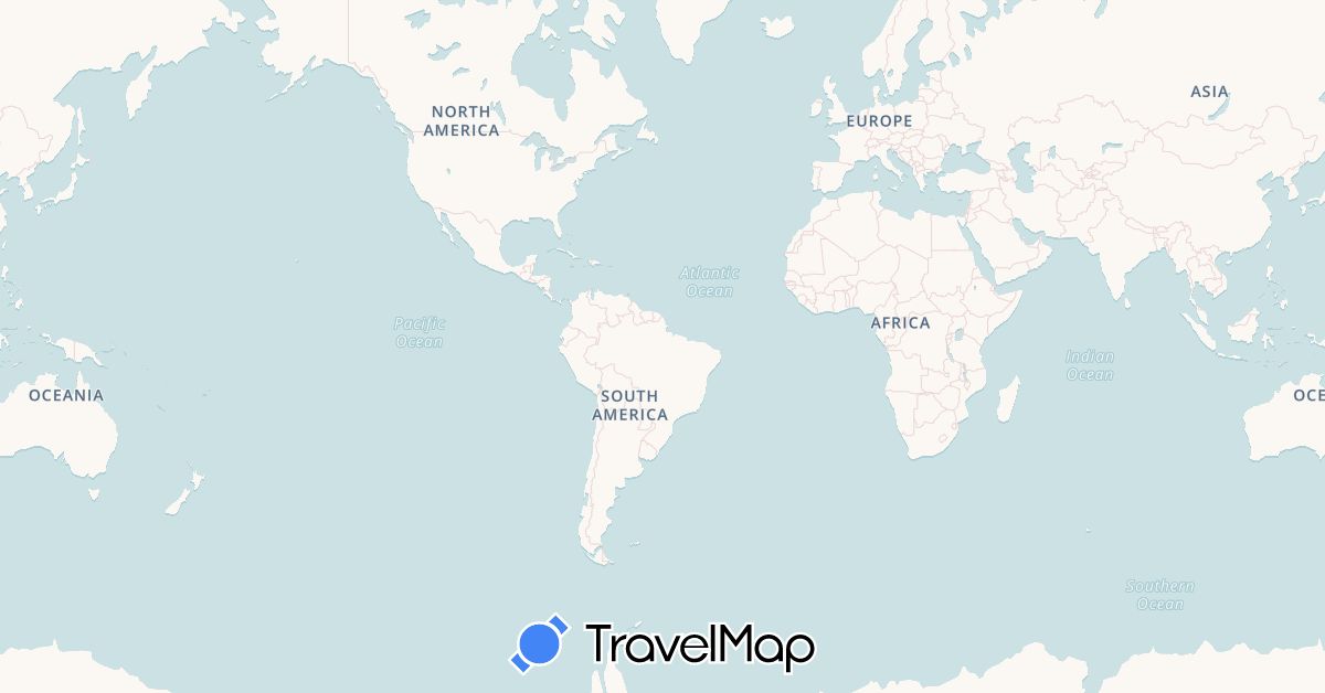 TravelMap itinerary: driving, bus, plane, cycling, boat in Argentina, Bolivia, Switzerland, Chile, Ecuador, Spain, France, Peru, Uruguay (Europe, South America)